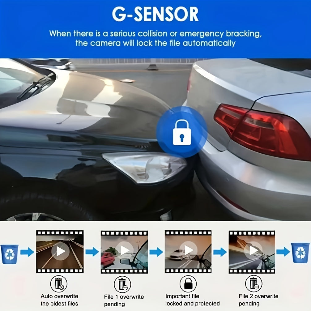 1080P Dual-Lens Car Dash Cam with Night Vision