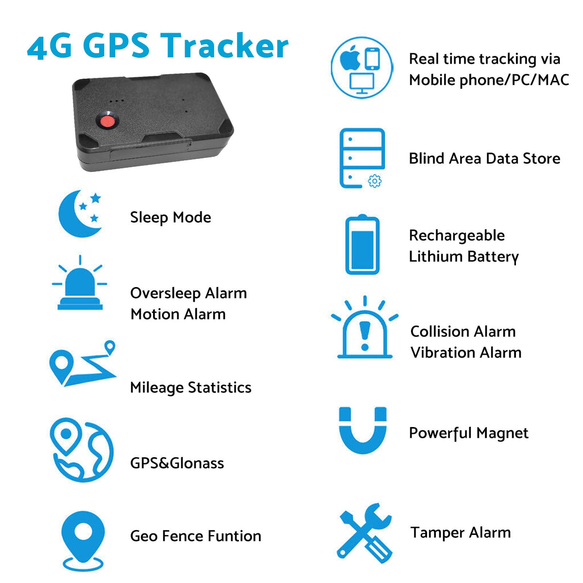 4G Real Time GPS Tracker With Magnetic Alarm Suitable for Vehicle Car Live Track
